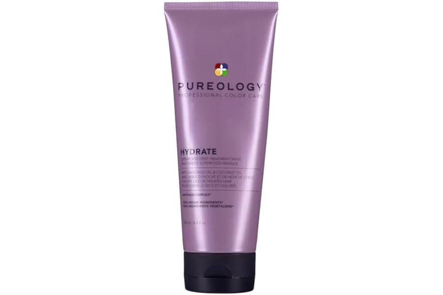 Pureology Hydrate Superfood Treatment – For Dry, Color-Treated Hair, Deeply Hydrating Treatment Mask, Silicone-Free, Vegan, Updated Packaging, 6.8 Fl Oz