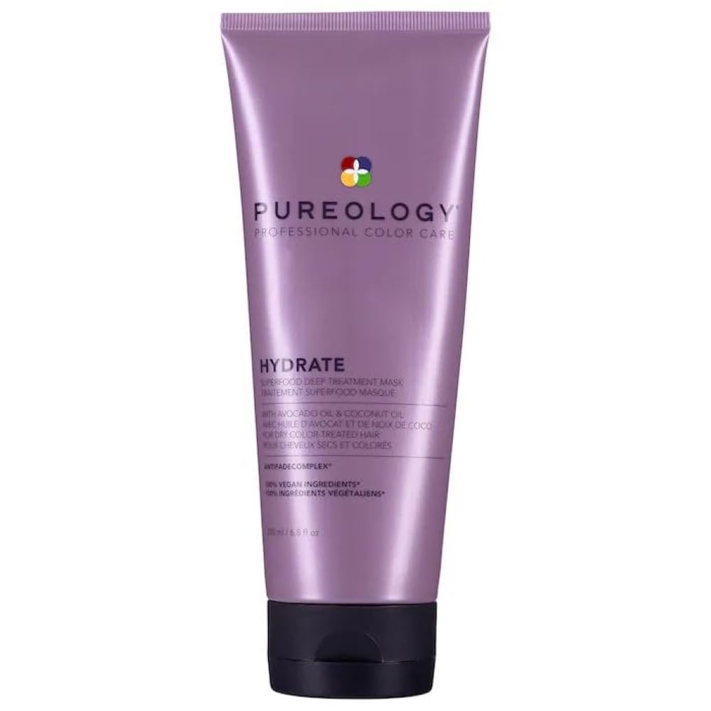 Pureology Hydrate, Superfood Deep Treatment Hair Mask, For Medium to Thick Dry, Colour Treated Hair, Vegan Formulas, Sulphate Free for a Gentle Cleanse, 200 ml