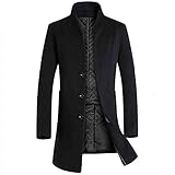 Clearance Forthery Men's Trench Coat Winter Long Jacket Double Breasted Overcoat
