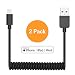 ONE PIX Coiled Lightning Cable for iPhone (2 Pack), MFi Certified Coil Car Charger Cable Compatible with iPhone 11/XS/XS Max/XR/X/8/8 Plus/7/7 Plus/6s/6s Plus/6/6 Plus/SE/5s/5c/5/iPad/iPod - Black
