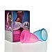 Menstrual Cup Soft Silicone Set - Best Feminine Reusable Period Moon Cups Starter Kit of 2 PCS With Bag - Alternative to Sanitary Napkins instead softcup - Blue Pink Combination Size (Small)