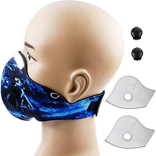 Activated Carbon Dustproof Dust Mask Filtration Exhaust Gas PM2.5 with 2 Valves 2 N99 Activated Carbon Filters for Running Cycling Outdoor Activities