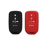 Black and Red Silicone Key Cover Case Holder Chain Bag Key Fob Case Cover fit for 2015 2016 2017 Honda Civic Accord Pilot CR-V