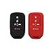 Black and Red Silicone Key Cover Case Holder Chain Bag Key Fob Case Cover fit for 2015 2016 2017 Honda Civic Accord Pilot CR-V