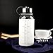 Glass Water Bottle 32 Oz, Wide Mouth Glass Water Bottle with Insulated Sleeve and Stainless Steel Strainer,Water Bottle with Time Marker for Travel Home BPA Free for Liquids Tea Coffee Daily Intake