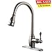 VAPSINT Solid Brass Single Handle Pull Out Sprayer Brushed Nickel Kitchen Sink Faucet, Pull Down Kitchen Faucet With Deck Plate