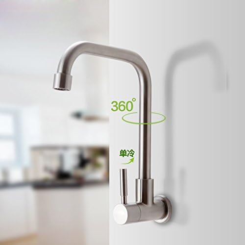 SDKIR- Wall Mounted Single Cold 304 Stainless Steel Kitchens Water Faucet Sink Mixer