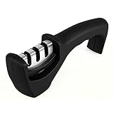 Kitchen Knife Sharpener with Handle, Portable 3 Stage Diamond Knife Sharpening Tool for Ceramic, Straight, Fruit, Pocket, Boning, Folding and Chef Knives