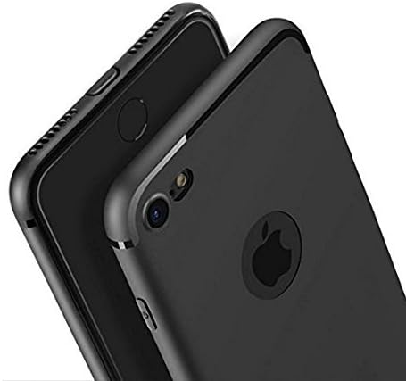 Soft Silicone All Sides Protection With Anti Dust Plugs Shockproof Slim Back Case Cover For Apple iPhone 7 (4.7 inch Screen) - Pitch Black