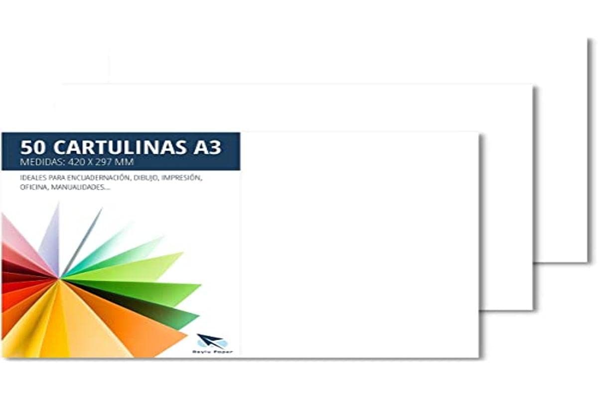 RAYLU PAPER A3 Coloured Paper 50 Pieces 180gsm 297 x 420 mm Professional Coloured Cardboard Boxes for Office Copier Paper Colourful Paper for Crafts (White)