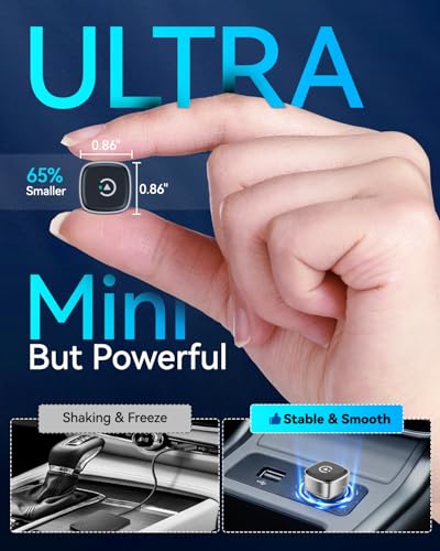 2026 Upgrade Ultra Mini CarPlay Wireless Adapter, Wireless Android Auto, 5.8 GHz WiFi, 3-5s Automatic Connection, USB-C/USB-A, Compatible with iOS10+, Android 10+, Stable & Liquid