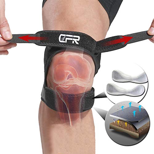 CFR Knee Patella Support Strap Adjustable Wraps Tendon Knee Brace Band Pad - for Running, Arthritis, Jumper, Tennis, Basketball Tendonitis (Black, One Piece) ...