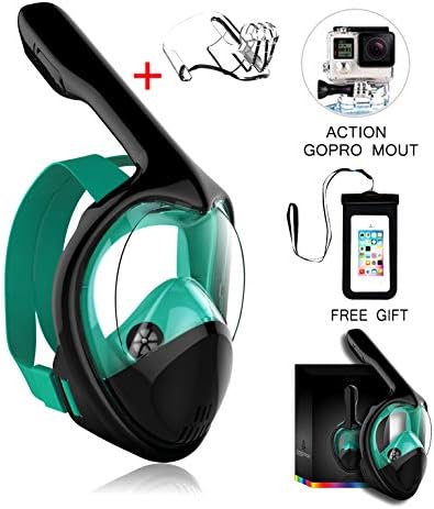 Marlrin Full Face Snorkel Mask, Snorkeling Mask for Adults and Kids with Detachable Camera Mount, 180 Degree Large View Free Breath Dry Top Set Anti-Fog Anti-Leak