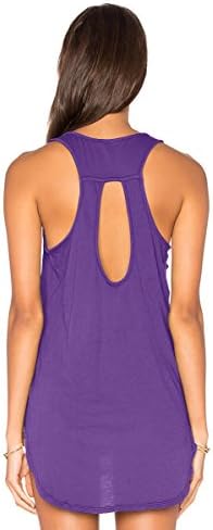 Yucharmyi Women's Basic Jersey Racer-Back Tank Top with Scallop Bottom Racerback Tank Tops Sexy Sleeveless Blouse Casual Loose Womens Shirts Summer Tops Backless (Purple, M)