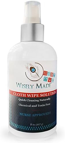 Wisely Made Cloth Wipe Solution (8 oz) - Baby bottom spray Safely Cleans, Moisturizes and Soothes Baby's Delicate Skin - Great for Use with Reusable baby wipes - Easy to Use, Eco-Friendly - Non-Toxic