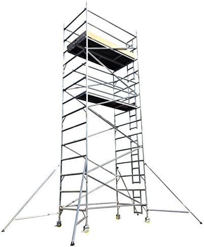 Aluminium Industrial Scaffold Tower Double Width (1.45m) x 2.5m Long x 9.7m Working Height