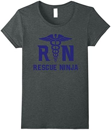 Womens Vintage Super Recue Ninja RN Nurse T Shirt | Short Sleeve Medium Dark Heather