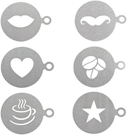 ROOS 6 Kinds of Patterns Set Stainless Steel Latte Coffee Stencil Cappuccino Foam Craft Decorate