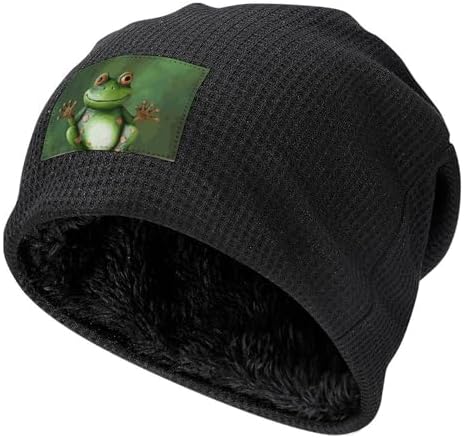 Winter Beanie Hats for Men Women Plush Pullover Cap Two Frogs