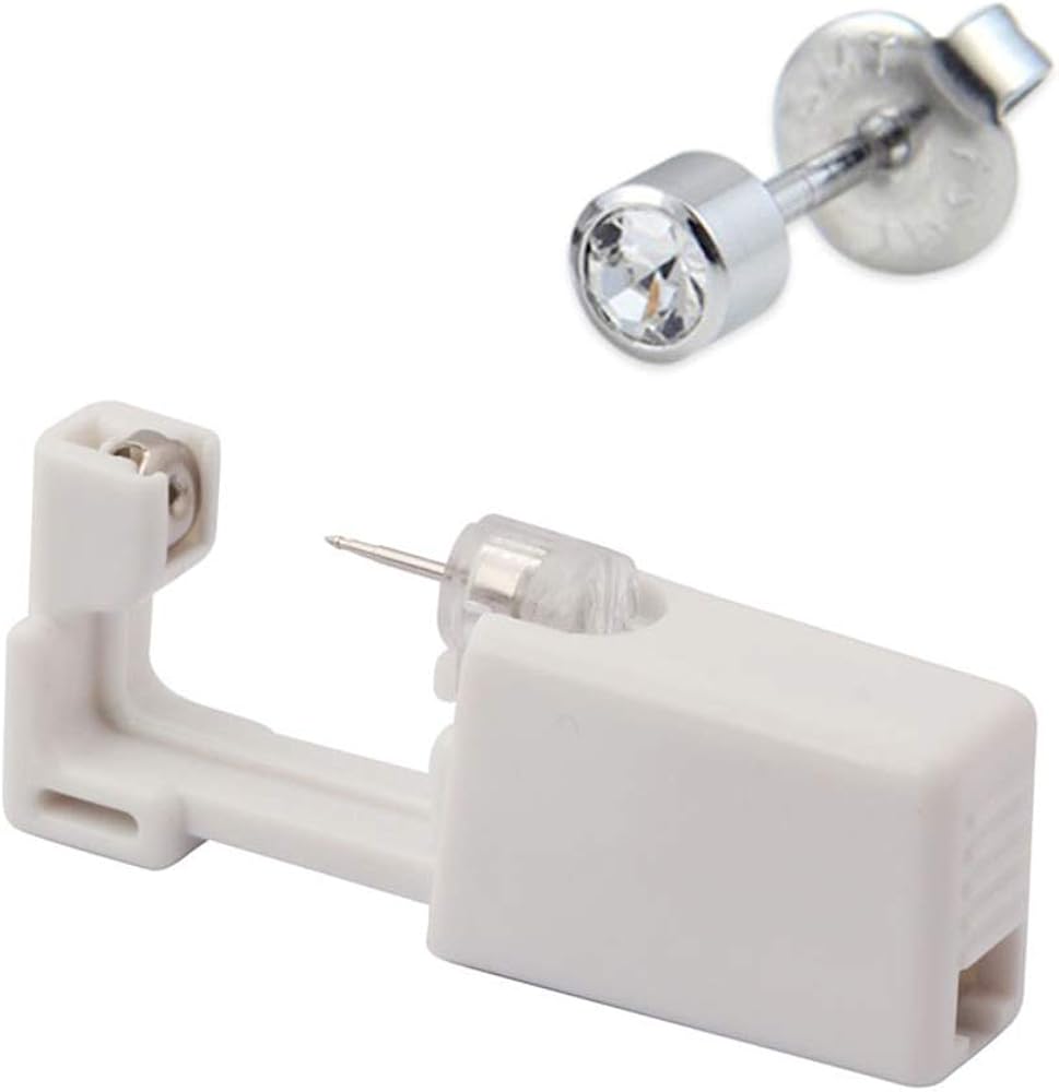 1Pcs 6MM White Rhinestone Stud Earrings with Self Ear