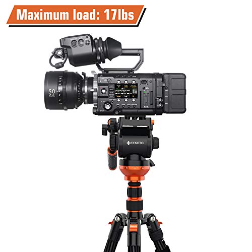 Fluid Head Tripod, GEEKOTO Video Tripod Lightweight Carbon Fiber Tripod