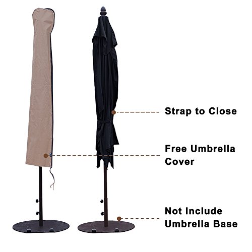 SORARA Patio Umbrella Rectangular Outdoor Market Table Umbrella with Push Button Tilt&Crank&Umbrella Cover, 6.5' x 10', Black