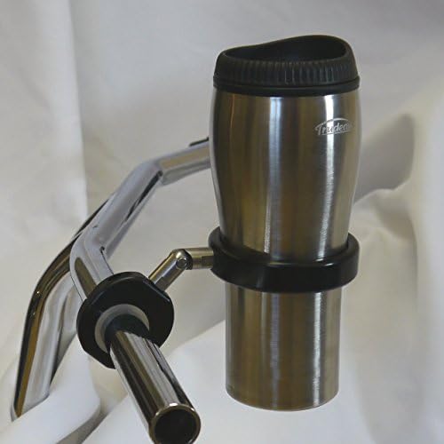 Roadrunner PLUS Motorcycle Drink Holder w/Swivel &amp; Travel Mug, 1-1.25" Handlebar, Black, Leader Motorcycle Accessories RU-MFB