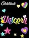 Sketchbook: A Cute Unicorn Magical Rainbow Kawaii Japanese Black Theme Large 8.5