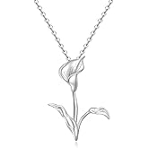 Jewlikee Lily Flower Necklace for Women Sterling Silver Mothers Day Gifts Calla Lily Necklace Jewelry Gifts Pendant