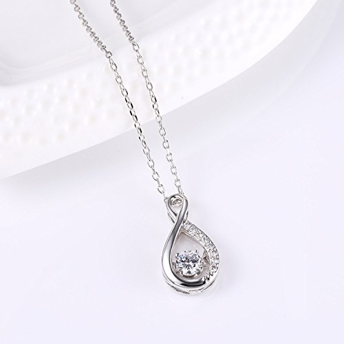Caperci Sterling Silver Cubic Zirconia Wedding Mothers Day Gifts Jewelry Infinity Pendant Necklace for Women, 18'' - Thumbnail 3