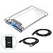 ELUTENG USBC SATA SSD External Hard Drive Enclosure 2.5inch Highspeed 5Gbps HDD Case Support UASP SATA III Up to 2TB Tool Free Hard Disk Casing with 2 USB Cables - Clear