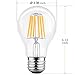 LETO A19 6W 2700k LED Dimmable Filament Edison Style Light Bulb, UL Listed, Soft White, 6-Pack