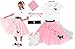 Hip Hop 50's Shop 7 Piece Child Poodle Skirt Outfit (Child 8 Light Pink)