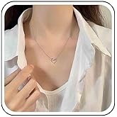 Allereyae Crystal Heart Knot Pendant Necklace Hollow Heart Choker Necklace Cubic Heart Love Necklace Rhinestone Love Heart Necklace Jewelry for Women