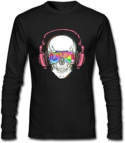 Cross Skull Men's Long-Sleeve T-Shirt Comfort Basic Crew Neck Tee Shirt