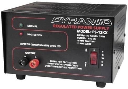 PS-NEW Pyramid 10 Amp Power Supply - Input: 115V AC, 60Hz, 250W. Output: 13.8V DC