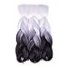 BACANA White Braiding Hair Ombre Black White 3 Packs Jumbo Braiding Hair Extension For Box Braids Senegal Twist Two Tone Ombre Color Synthetic Hair 24 Inch