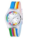 Zeiger Girls Easy Read Young Children Teen Wrist Kids Watches, Color Wheel Rainbow Band