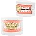 TSANLY Gold Grillz 6 Teeth Mouth 24K Plated Gold Top & Bottom Grills Caps Set for Son + Extra Molding Bars + Microfiber Cloth