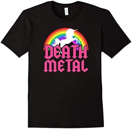 Mens Death Metal Unicorn Rainbow Shirt Rock Concert Magical Tee Small Black