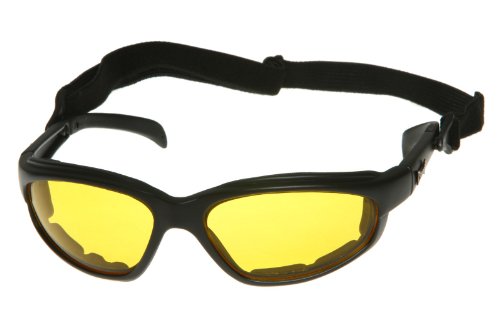 Chopper Men's Wind Resistant Motorcycle Wrap 57mm Yellow Lens Sunglasses
