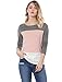 Allegra Crew Neck Color Block Bracelet Sleeves Cotton T-shirt Pink / XL