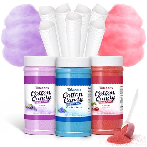 Cotton Candy Sugar Floss Variety Pack - Grape, Raspberry & Cherry Flavors,