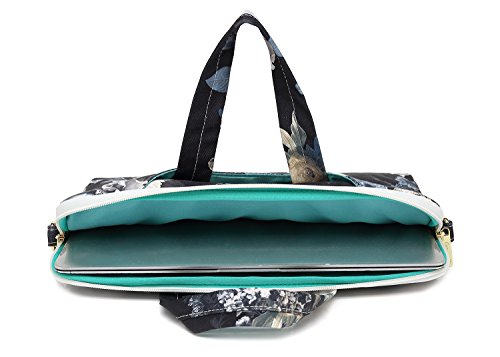 Canvaslove White Flower Waterproof 13 inch Canvas Laptop Shoulder Messenger Bag Case Sleeve for 11 inch 12 inch to 13.3 inch laptop Chromebook Macbook Air Pro 13 computer notebook carrying Case Bag - Thumbnail 2