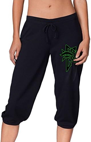 Enlightened Eyes Woman Capris Drawstring Workout Leggings Pants Fashion Gym Athletic Sport Trousers Use To Runing Black SizeS
