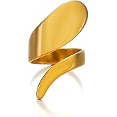 Mexegy Chunky Gold Teardrop Open Knuckle Ring for Women,Exaggerated Geometric Aesthetic Statement Finger Ring,Trendy Party Banquet Jewelry Accessories Gifts