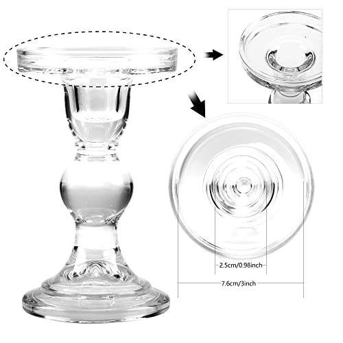 GMWD 3 Pcs Glass Candle Holder Set Clear, Transparent Candlesticks Holders Pillar Taper Candles Tealight Stand for Wedding Centerpieces Home Decorations Dining Table