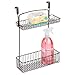 mDesign Metal Farmhouse Over Cabinet Kitchen Storage Organizer Holder or Basket - Hang Over Cabinet Doors in Kitchen/Pantry - Holds Dish Soap, Window Cleaner, Sponges - 2 Pack - Bronze