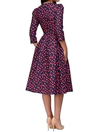 Vestido de noche para dama, diseño floral antiguo elegante, midi otoñal, manga 3 4