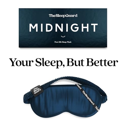 TheSleepGuard Pure Silk Sleep Mask [100% 6A Mulberry Silk, 22 Momme] Light Blocking Travel Essentials. Eye Masks for Sleeping. Black Oeko-Tex Blindfold. Eye Covers for Men & Women (Midnight Navy)